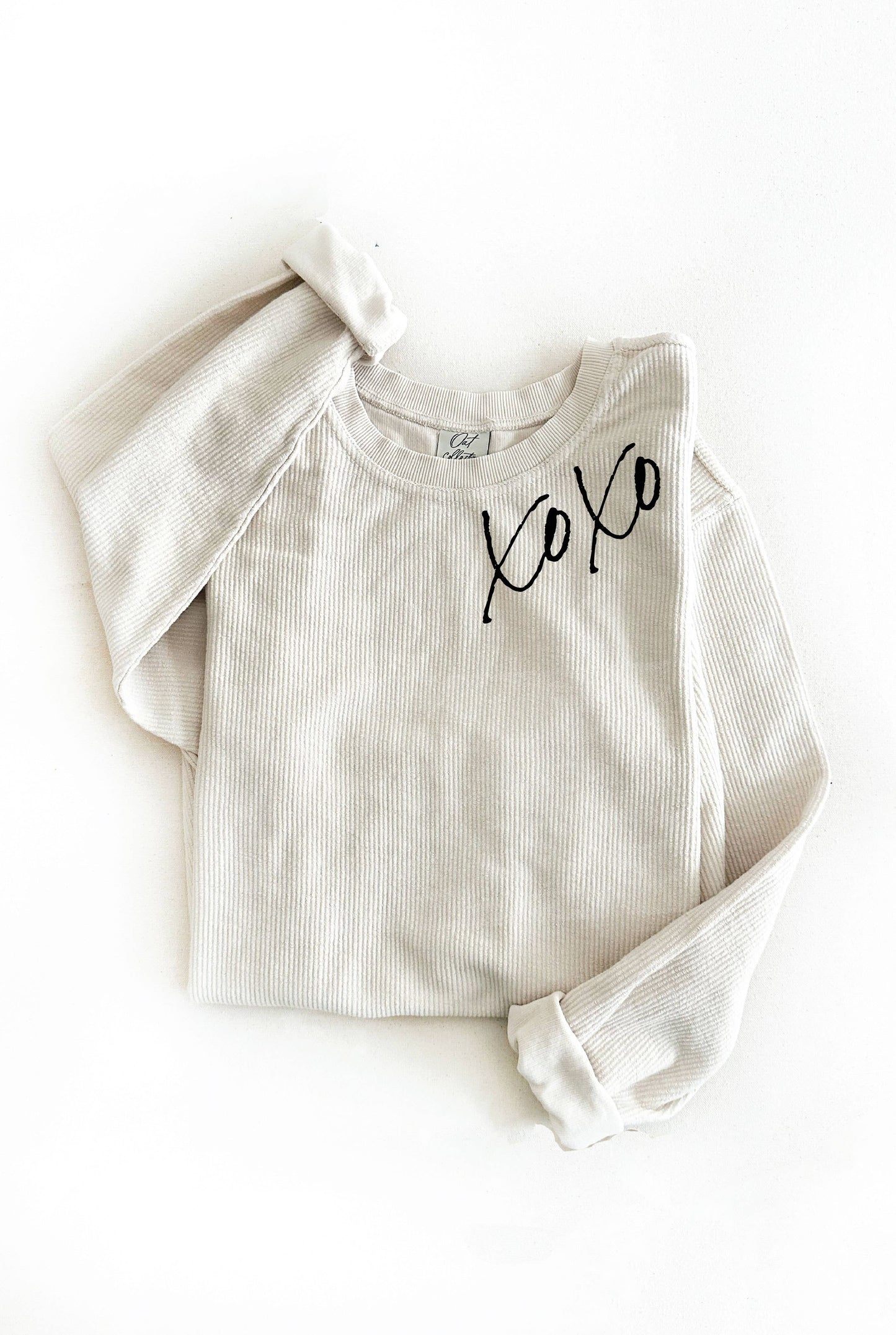 XOXO Thermal Vintage Pullover: L / LATTE