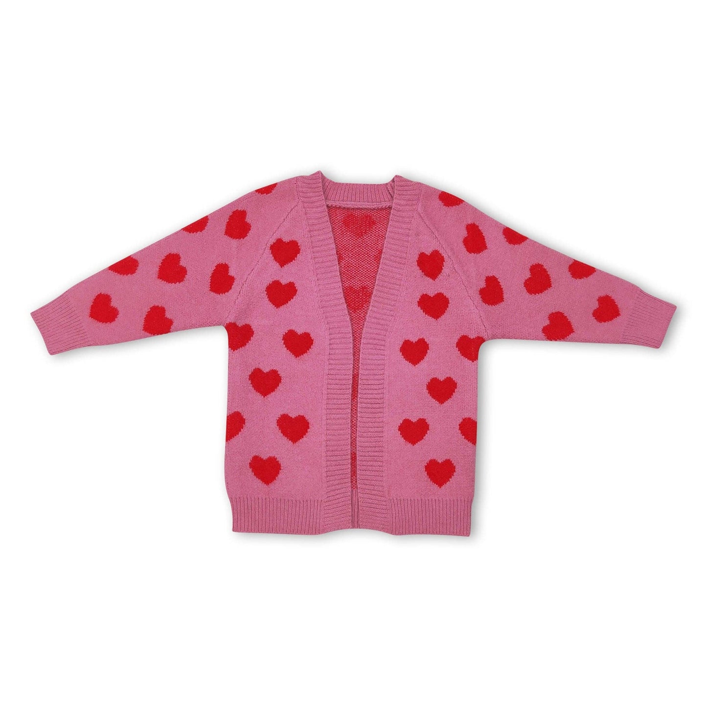 Pink heart cardigan girls Valentine's day sweater: 2T