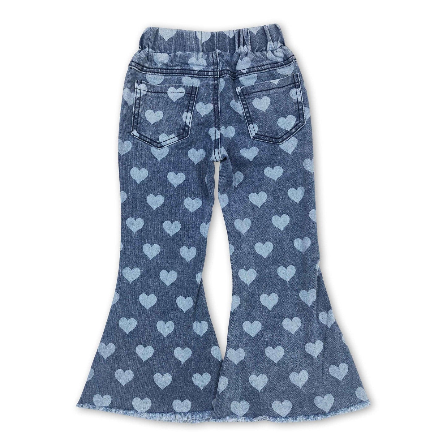 Heart print denim pants girls valentine's day jeans: 6-12M