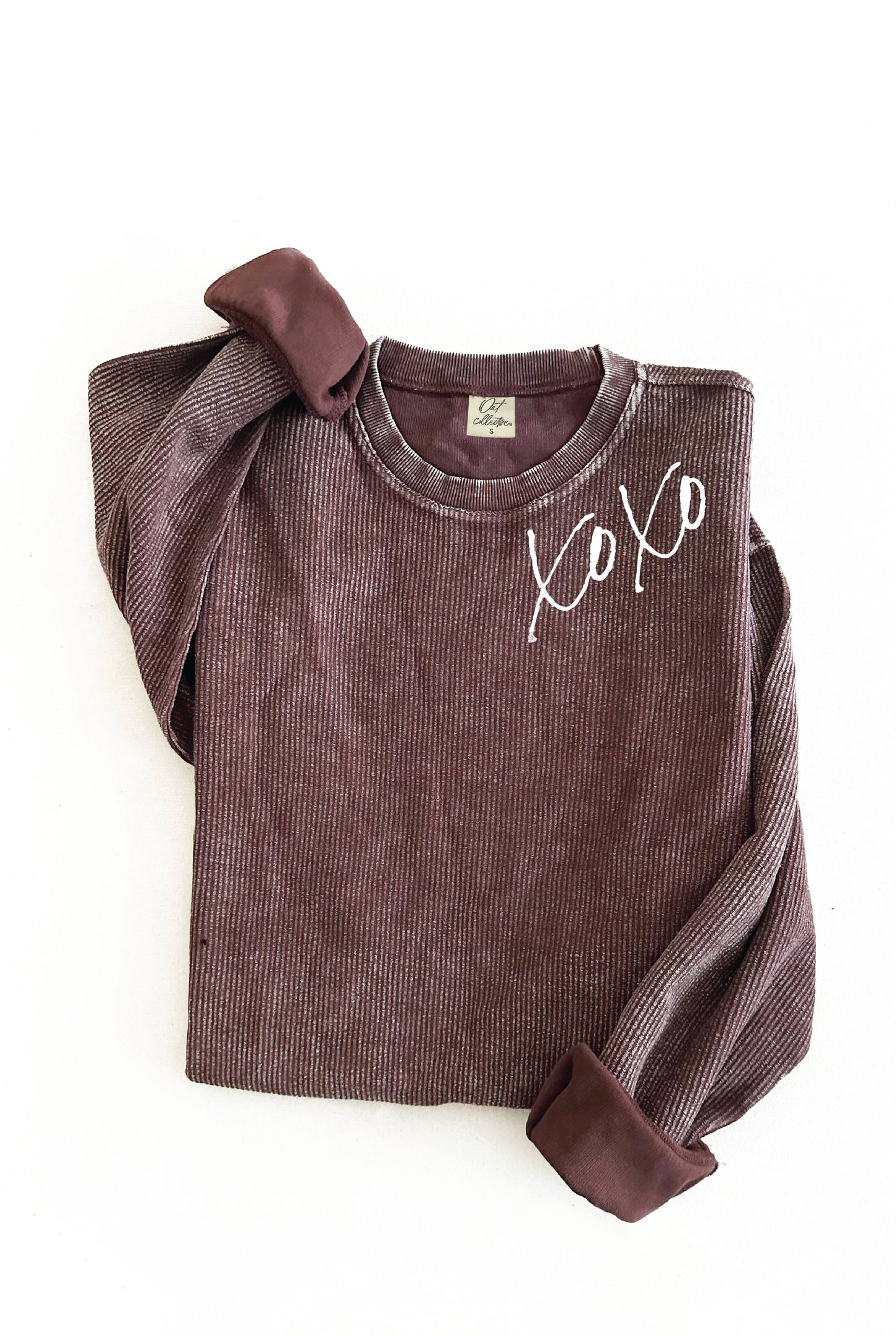 XOXO Thermal Vintage Pullover: L / LATTE