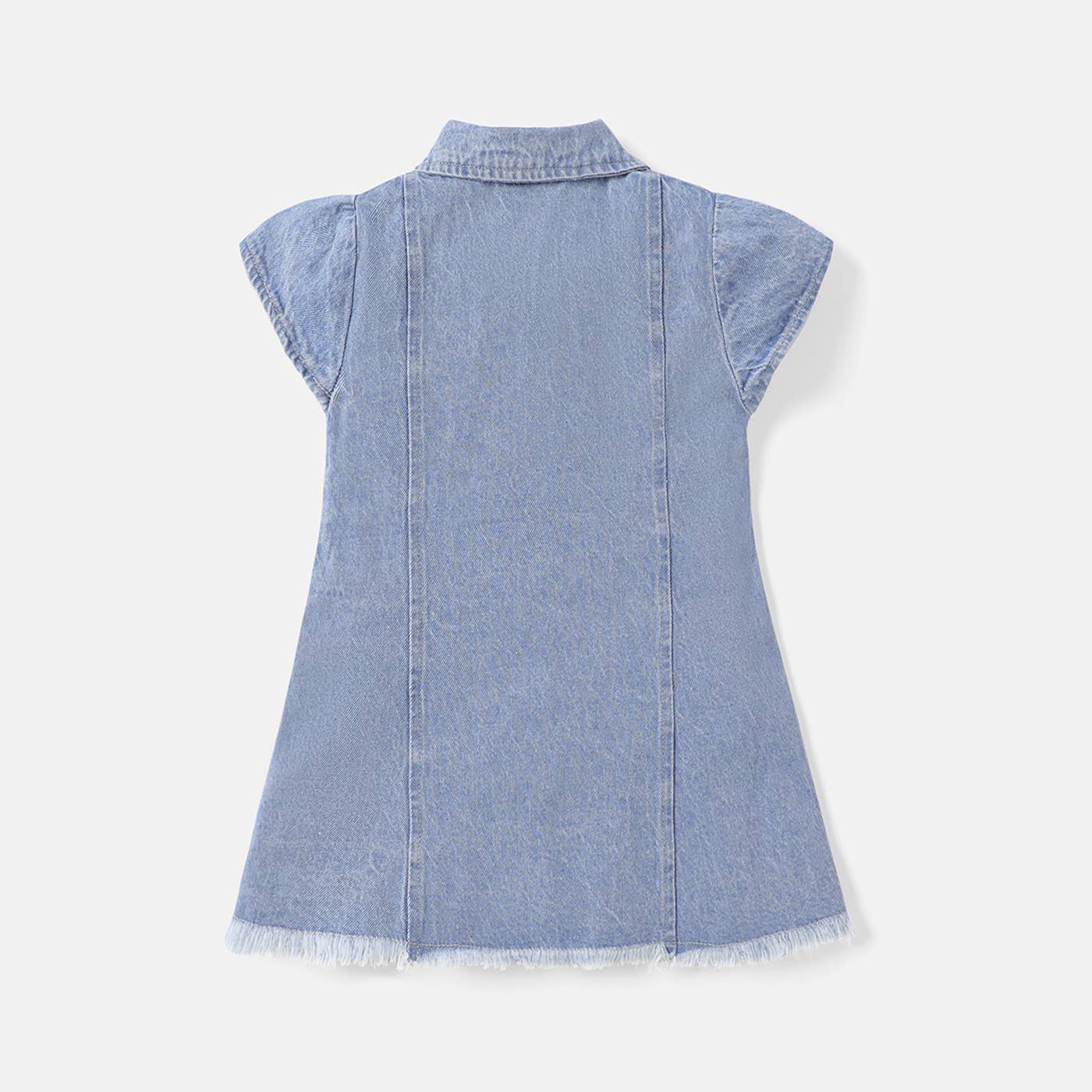 Baby Girl Button Front Cap-sleeve Denim Dress: DENIMBLUE / 0-3 Months