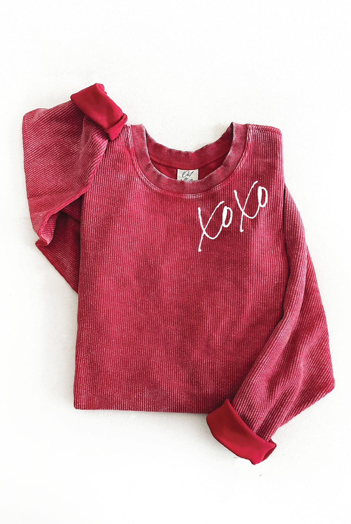 XOXO Thermal Vintage Pullover: L / LATTE