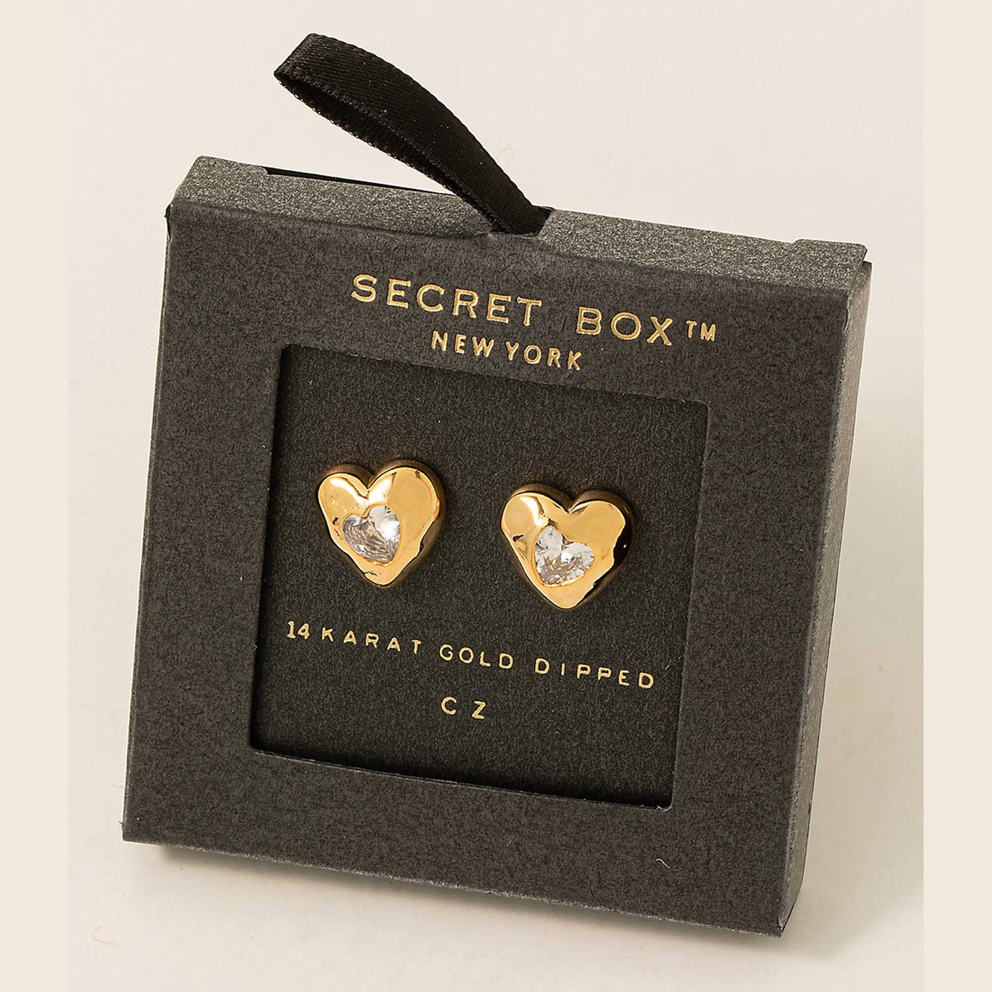 Secret Box Heart Stud Earrings: GD