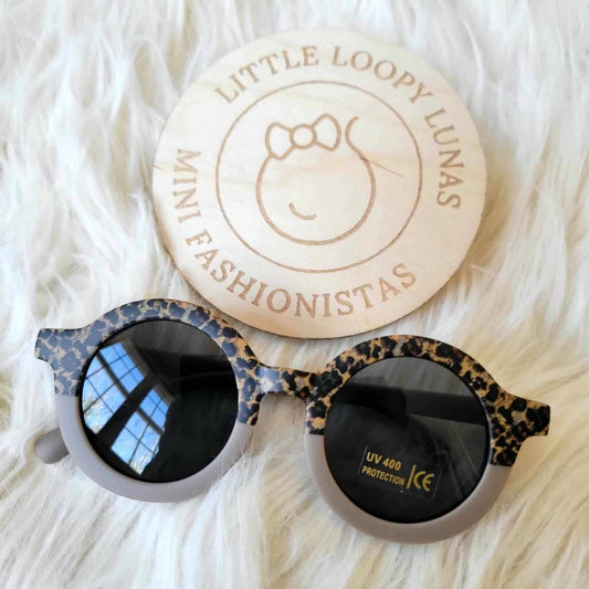 Leopard Print Round Girls Sunglasses