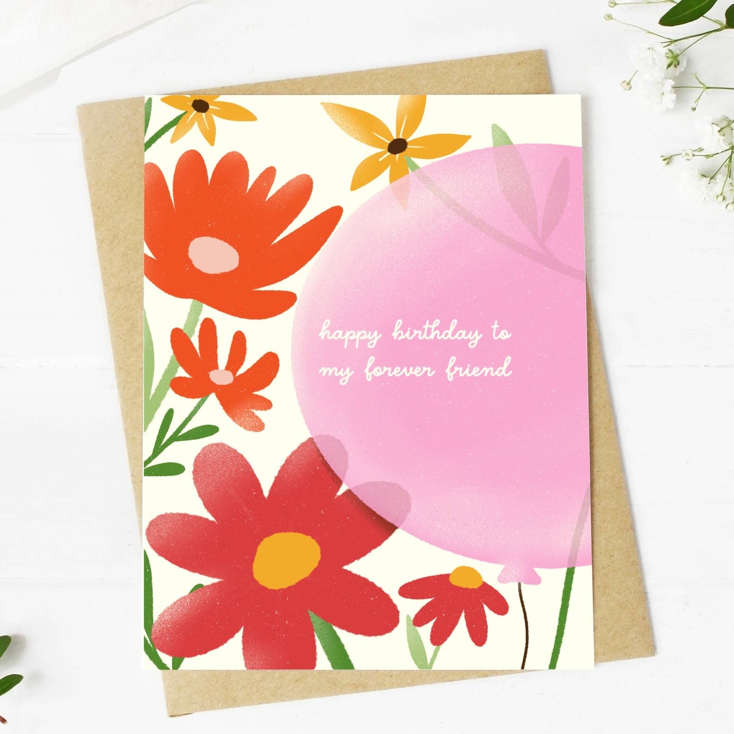 "Happy Birthday To My Forever Friend" Floral Greeting Card