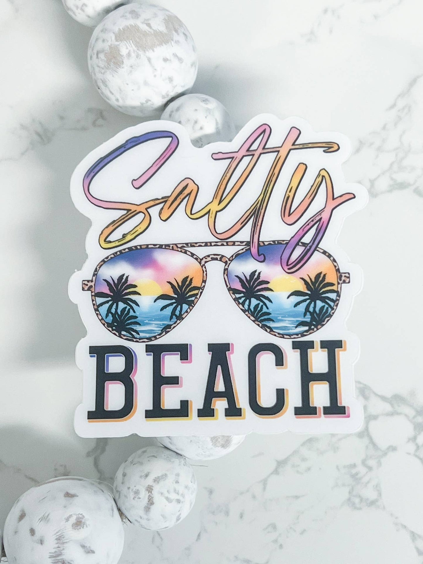 Salty Beach Clear Sticker, 3x3