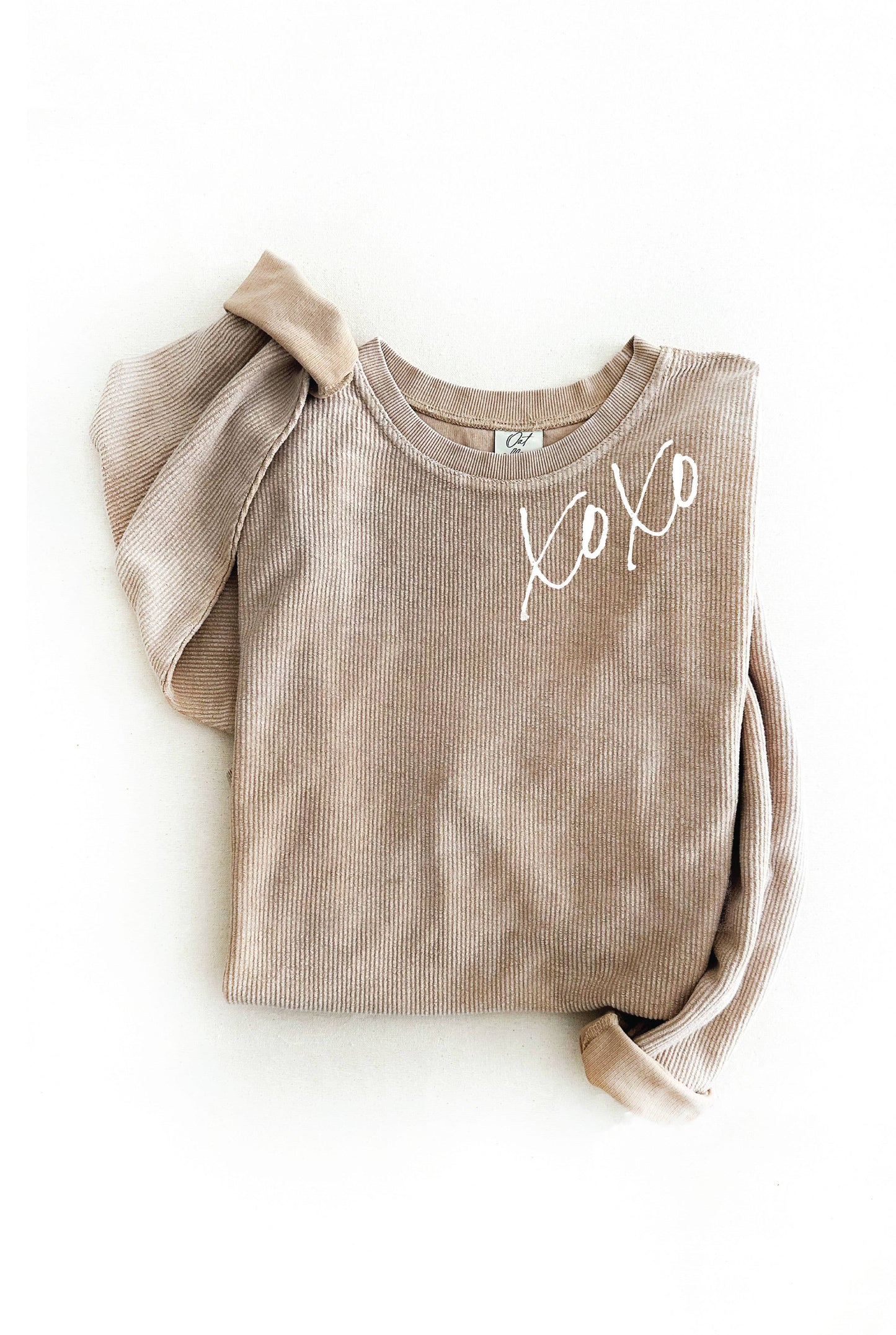 XOXO Thermal Vintage Pullover: L / LATTE