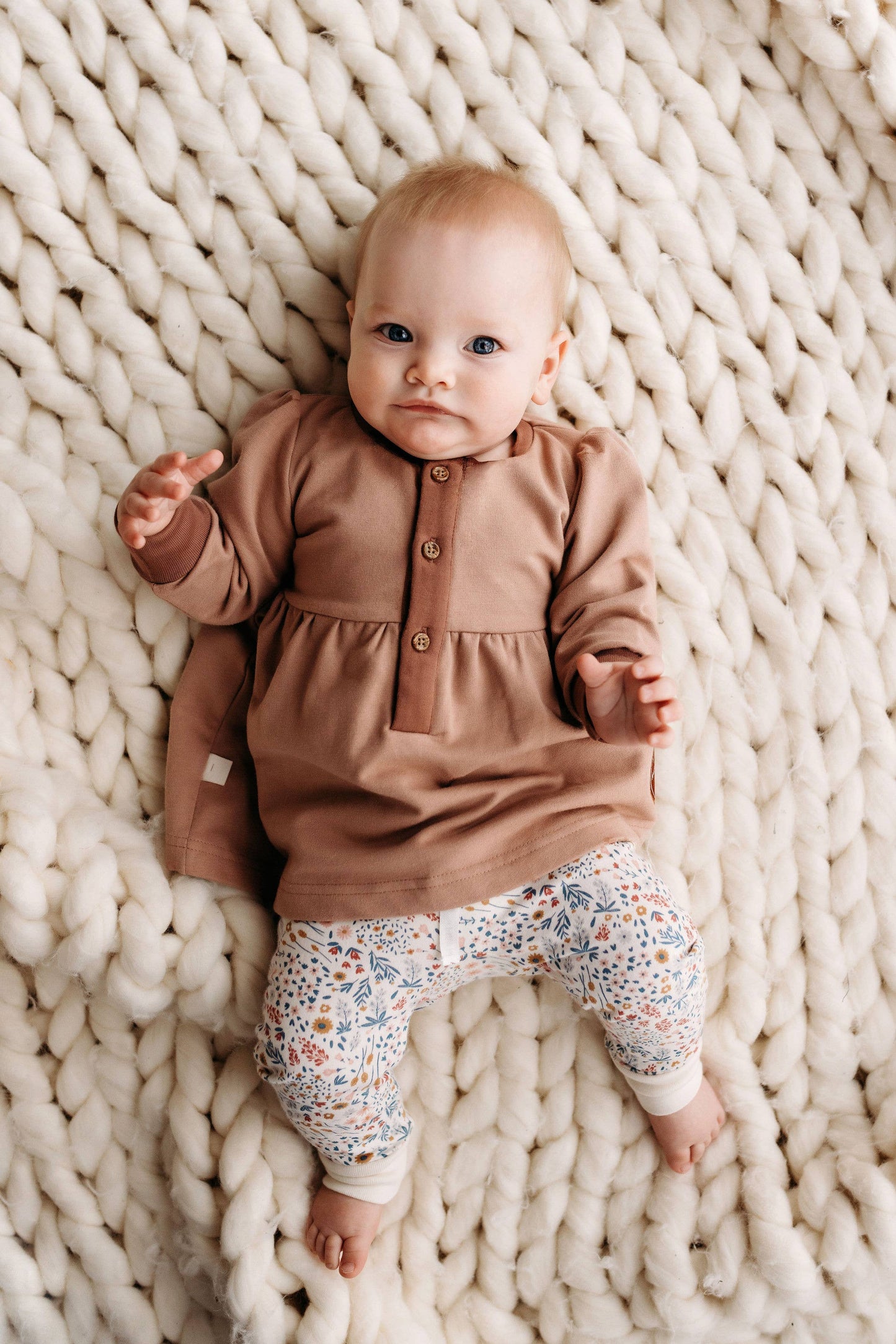 PNW Baby Button Dress- Rose: 6-9m