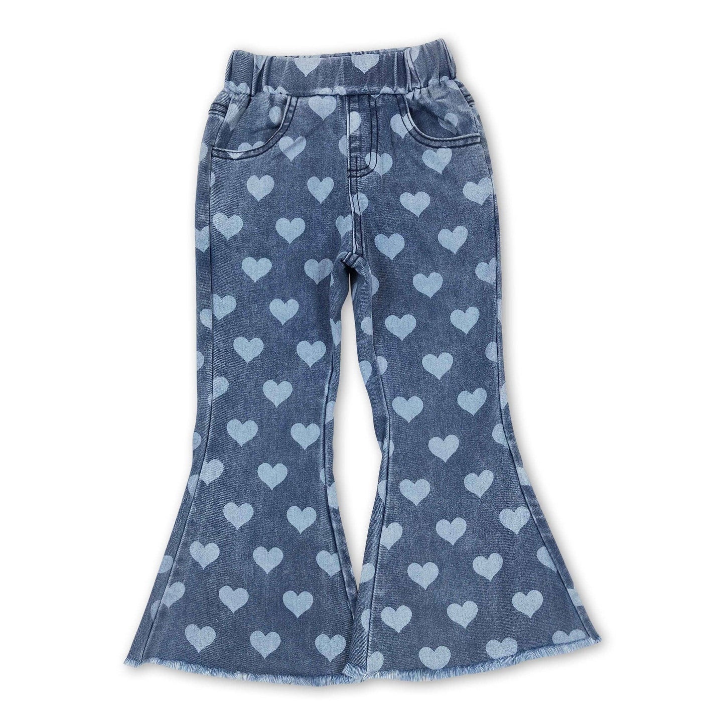 Heart print denim pants girls valentine's day jeans: 6-12M