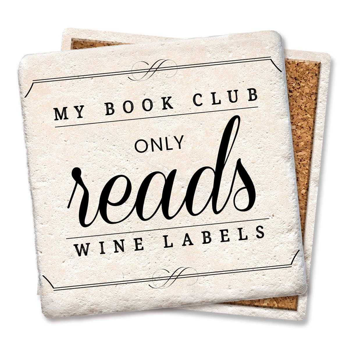 Coaster My Book Club only reads wine labels