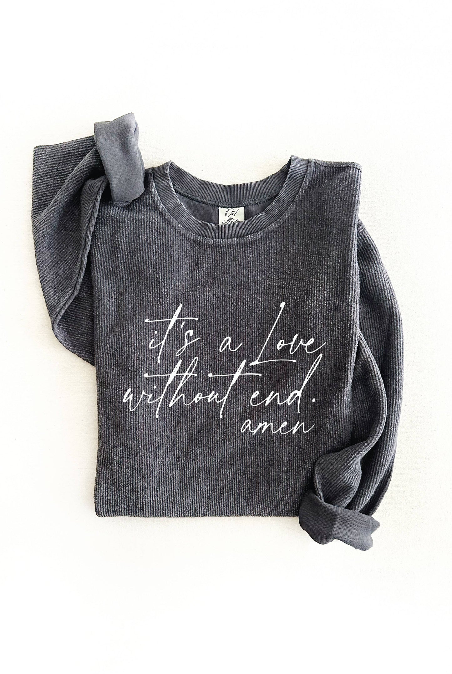 IT'S A LOVE WITHOUT END. AMEN Thermal Vintage Pullover: L / VINTAGE CHARCOAL